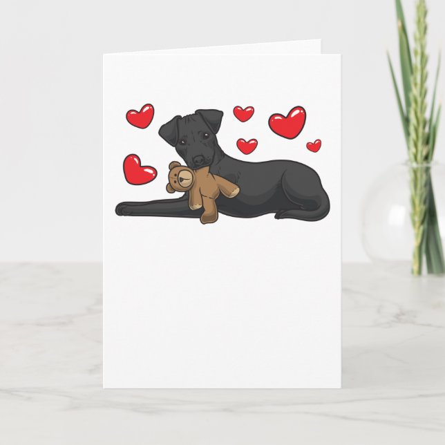 Patterdale Terrier Dog With Stuffed Animal Card (Front)