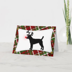 Patterdale Terrier Reindeer Christmas Card
