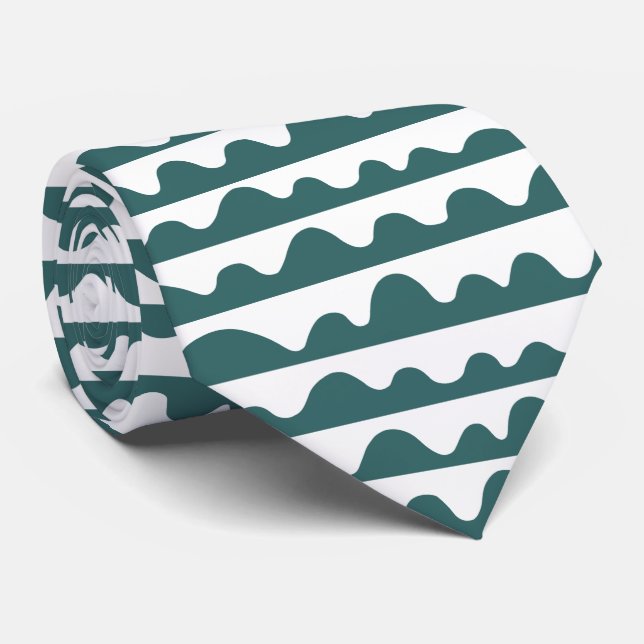 Pattern 020815 - Moss Green and White Neck Tie (Rolled)