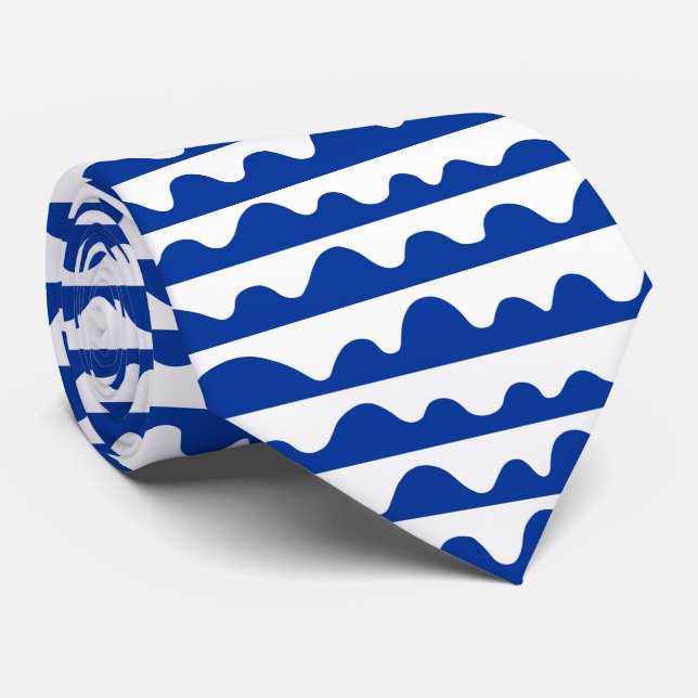 Pattern 020815 - Navy Blue and White Tie (Rolled)