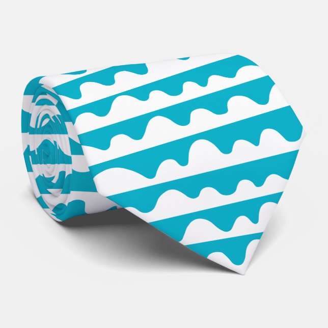 Pattern 020815 - White on Aqua Blue 00b2ca Tie (Rolled)