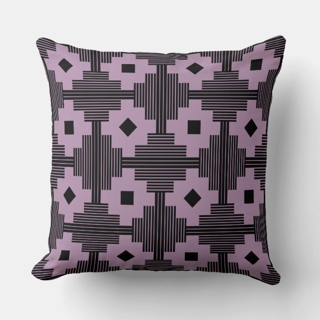 Pattern 061214 - Black with Mauve b38fb1 Throw Pillow (Front)