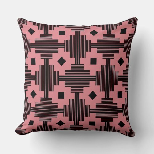 Pattern 061214 _ Black with Pink e3868f Throw Pillow