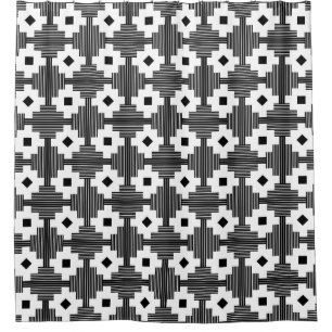 Pattern 061214 - Black with White Shower Curtain