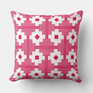 Pattern 061214 - White with Neon Red e60049 Throw Pillow