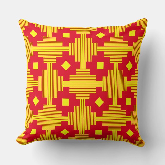 Pattern 061214 - Yellow with Red e6001c Throw Pillow (Front)