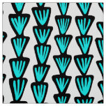 Pattern 070515 - Black and Aqua Blue on White Fabric