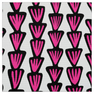 Pattern 070515 - Black and Hot Pink on White Fabric