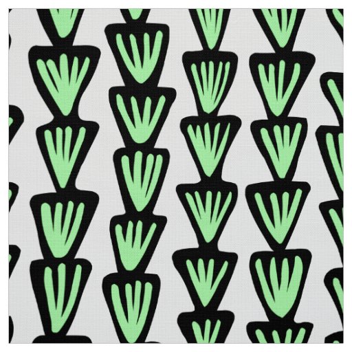 Pattern 070515 - Black and Mint Green on White Fabric