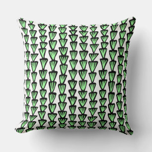 Pattern 070515 - Black and Mint Green on White Throw Pillow