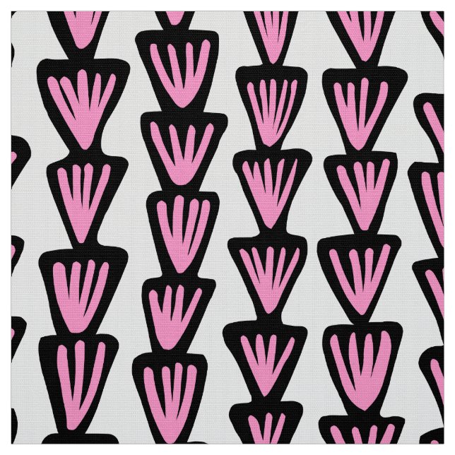 Pattern 070515 - Black and Pink on White Fabric (Swatch)