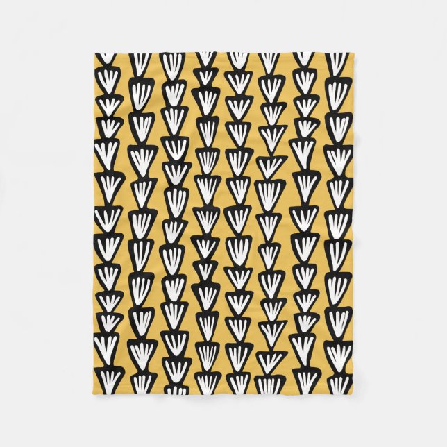 Pattern 070515 - Black and White with Amber Fleece Blanket (Front)
