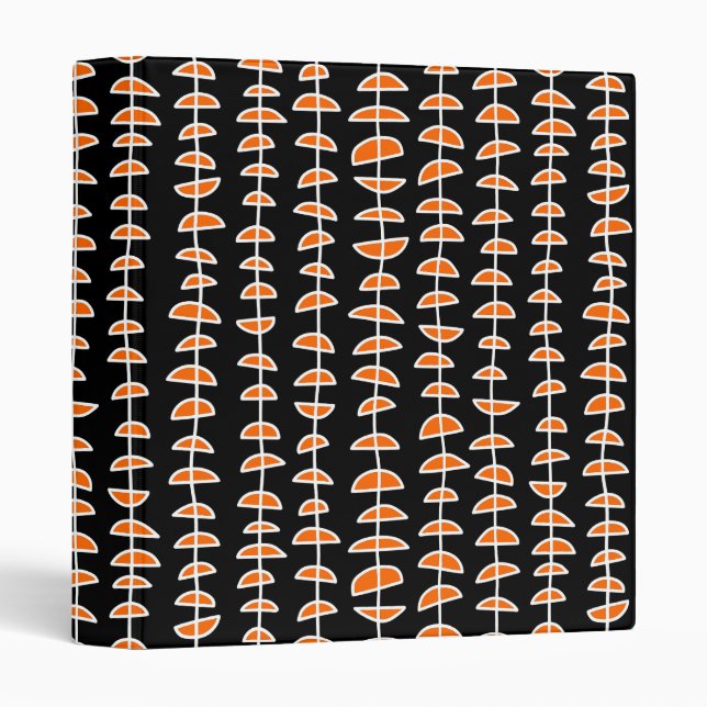Pattern 080515- White and Orange on Black 3 Ring Binder (Front/Spine)