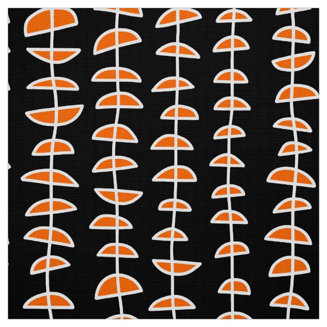 Pattern 080515 - White and Orange on Black Fabric (Swatch)