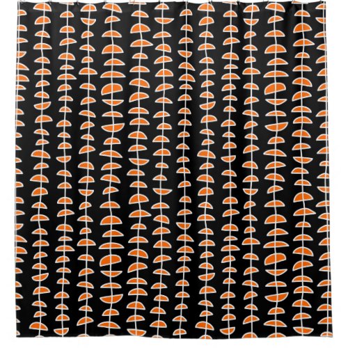 Pattern 080515_ White and Orange on Black Shower Curtain