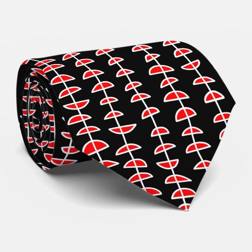 Pattern 080515_ White and Red on Black Neck Tie