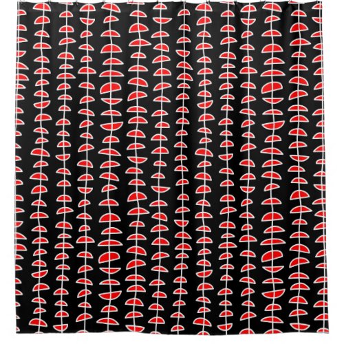 Pattern 080515_ White and Red on Black Shower Curtain
