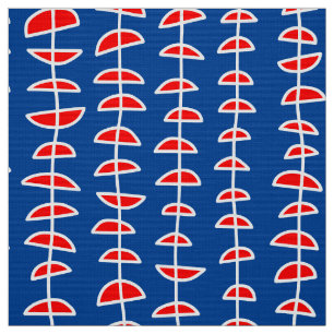 Pattern 080515 - White and Red on Blue 004095 Fabric