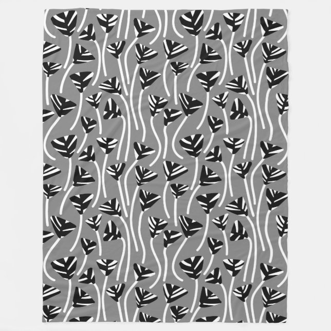 Pattern 210121 -  Black, White and 50% Gray Fleece Blanket (Front)
