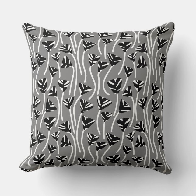 Pattern 210121 -  Black, White and 50% Gray Throw Pillow (Front)