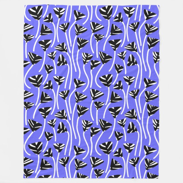 Pattern 210121 -  Black, White and Electric Blue Fleece Blanket (Front)