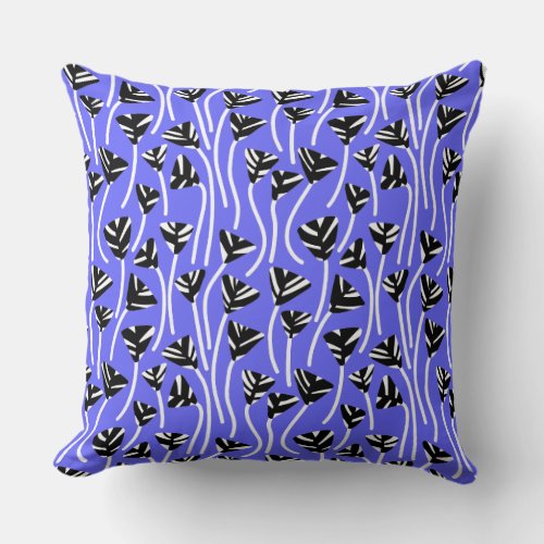Pattern 210121 _   Black White and Electric Blue Throw Pillow