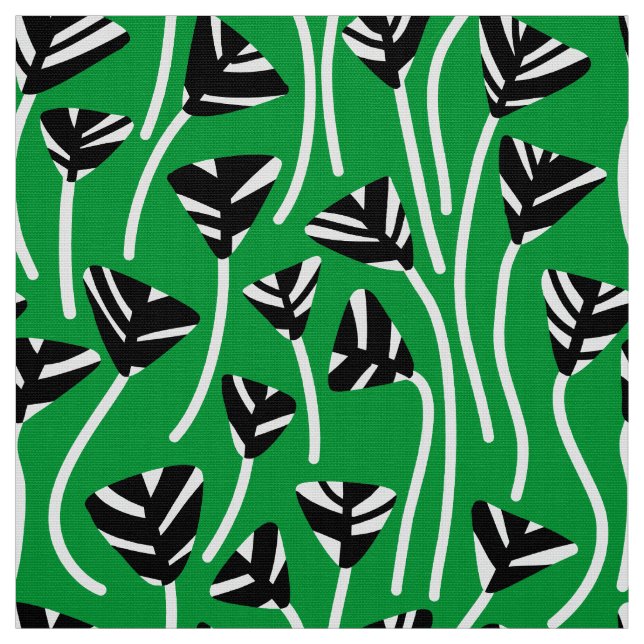 Pattern 210121 -  Black, White and Grass Green Fabric (Swatch)