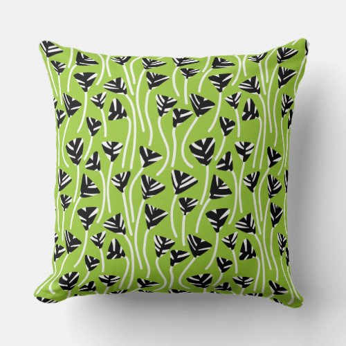 Pattern 210121 _  Black White and Martian Green Throw Pillow