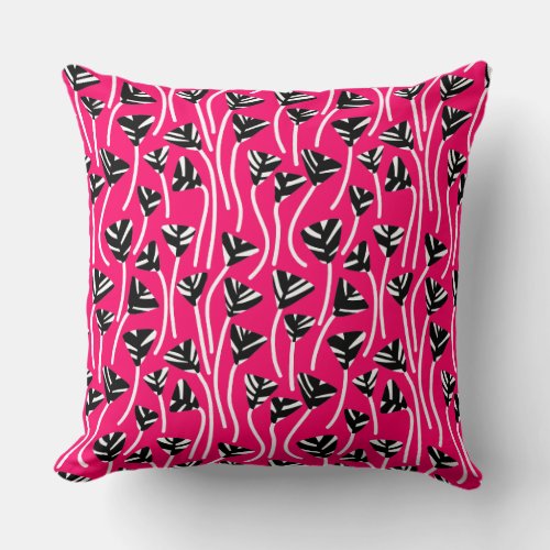 Pattern 210121 _  Black White and Neon Red Throw Pillow