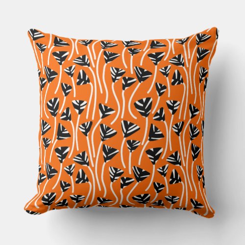 Pattern 210121 _   Black White and Orange Throw Pillow