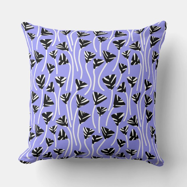 Pattern 210121 -   Black, White and Pastel Blue Throw Pillow (Front)