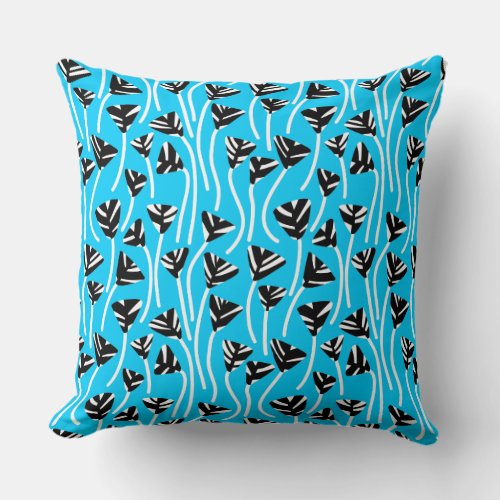 Pattern 210121 _  Black White and Sky Blue Throw Pillow