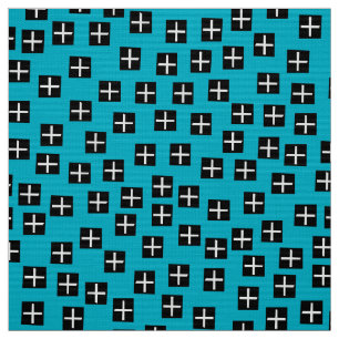 Pattern 270715 - Black and White on Blue 00b2ca Fabric
