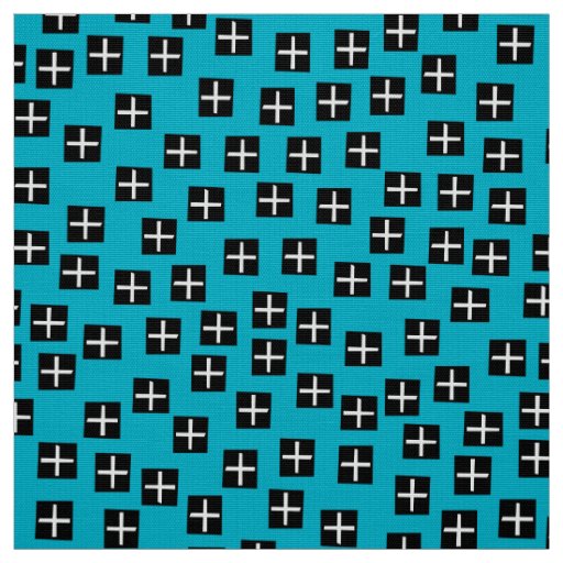 Pattern 270715 - Black and White on Blue 00b2ca Fabric
