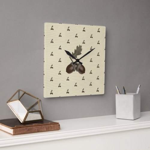 pattern_3_acorn_1 square wall clock