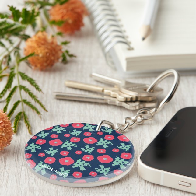 pattern_7_camellia and bird_1 acrylic keychain (Front Right)