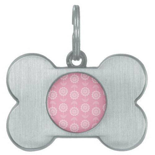 Pattern Abstract Art Pink Floral Flowers Pet Name Tag