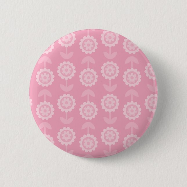 Pattern Abstract Art Pink Floral Flowers Pinback Button (Front)