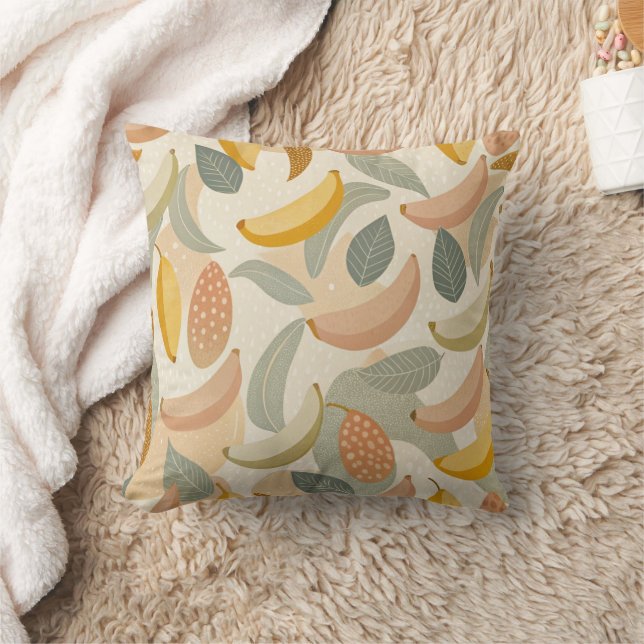 Pattern Abstract  Bananas Throw Pillow (Blanket)
