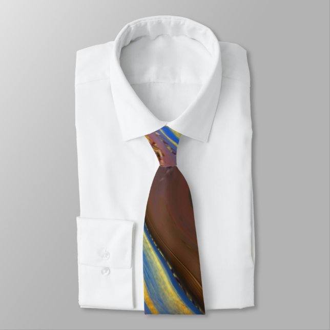 pattern abstract brown neck tie (Tied)