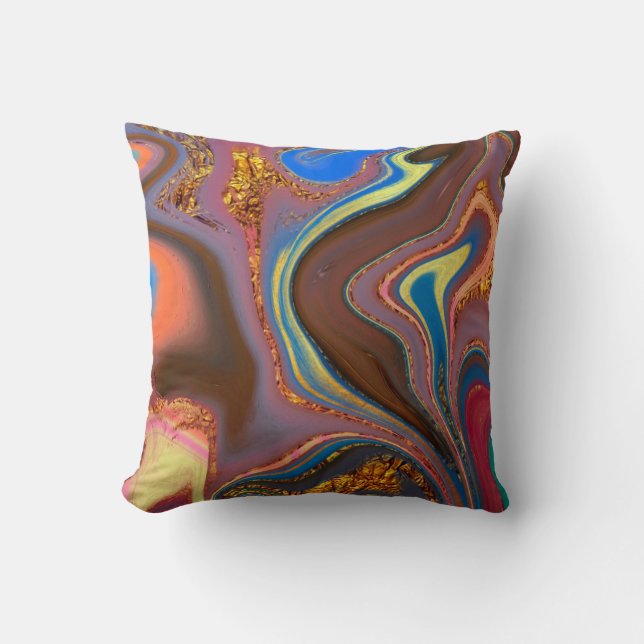 pattern abstract brown throw pillow (Front)