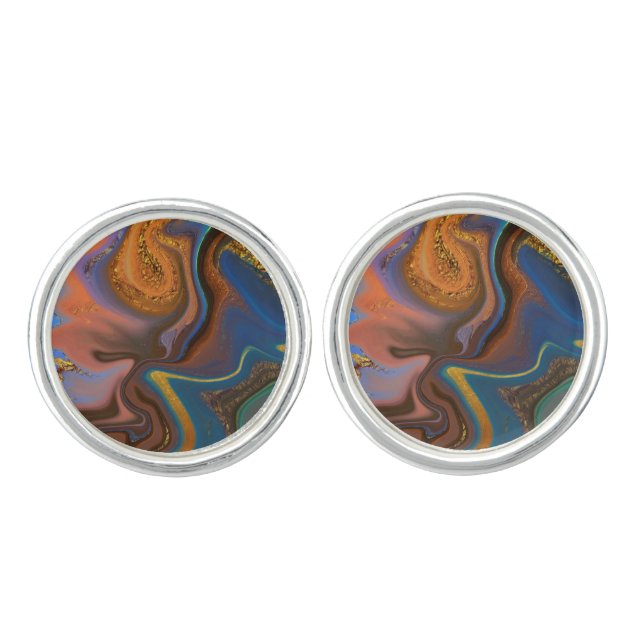 pattern abstract marbled cufflinks (Front)