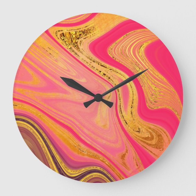 pattern abstract marbled large clock (Front)