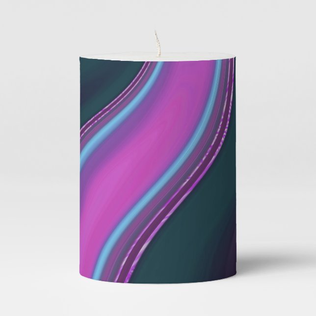 pattern abstract marbled pillar candle (Front)