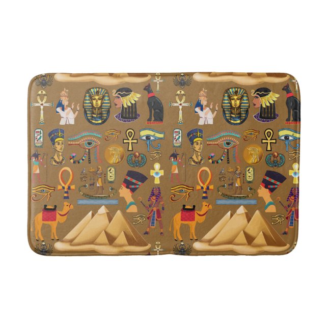 Pattern Ancient Egyptian Hieroglyphic Symbol  Bath Mat (Front)
