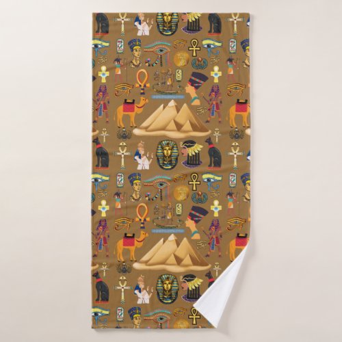 Pattern Ancient Egyptian Hieroglyphic Symbol  Bath Towel