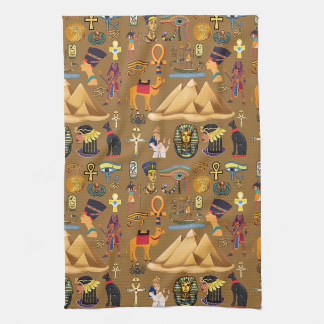 Pattern Ancient Egyptian Hieroglyphic Symbol  Kitchen Towel (Vertical)