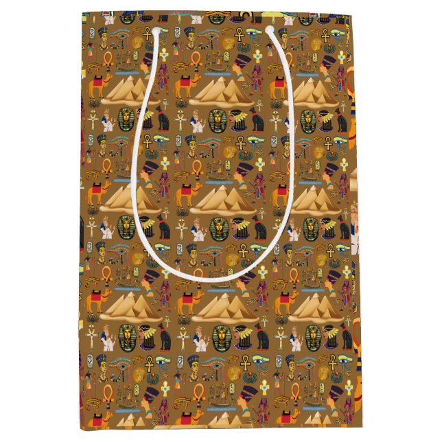 Pattern Ancient Egyptian Hieroglyphic Symbol  Medium Gift Bag (Front)