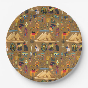 Pattern Ancient Egyptian Hieroglyphic Symbol  Paper Plates
