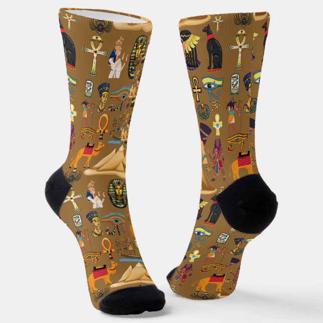 Pattern Ancient Egyptian Hieroglyphic Symbol  Socks (Angled)